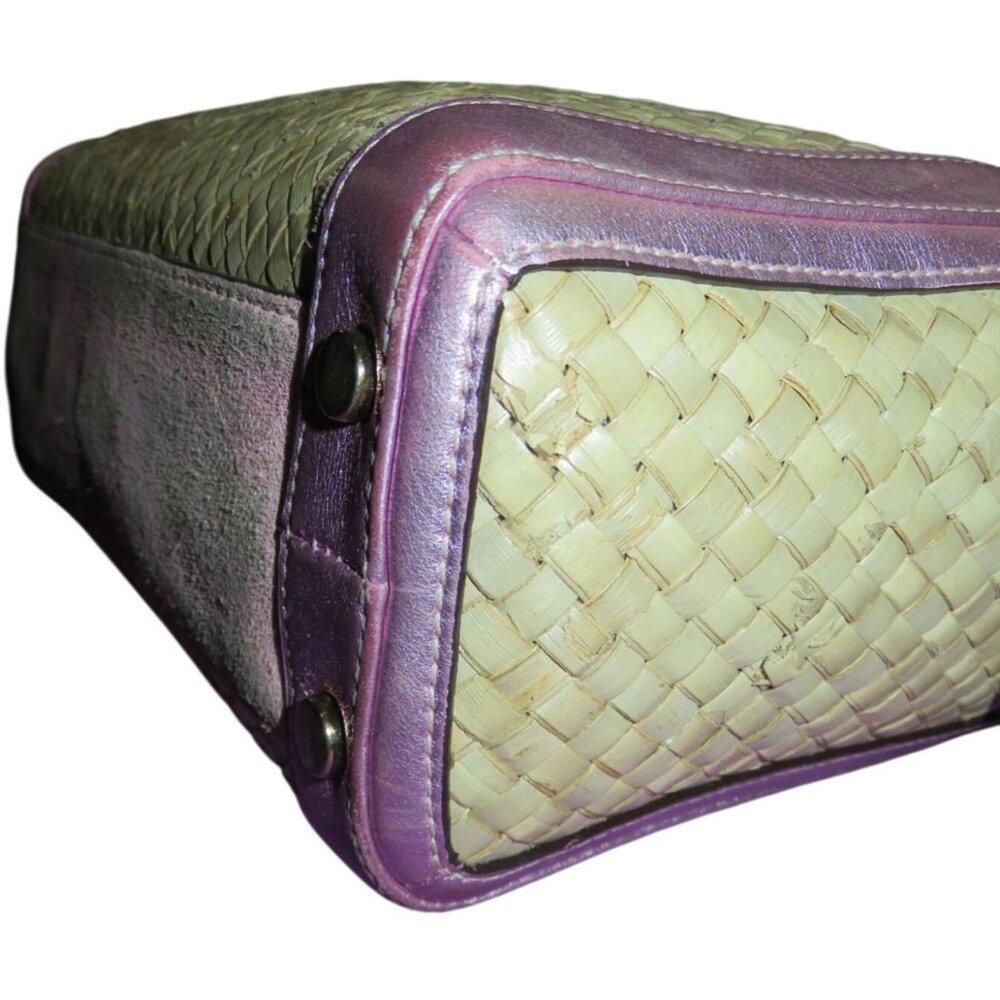 Coach 2004 Limited Edition Straw & Pink Suede Leather Top Handle Tote Satchel - Picture 10 of 11